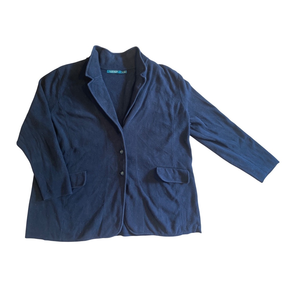 Lauren Ralph Lauren 3X Navy Blue Heavy Knit Sweater Blazer Jacket Prep Academia